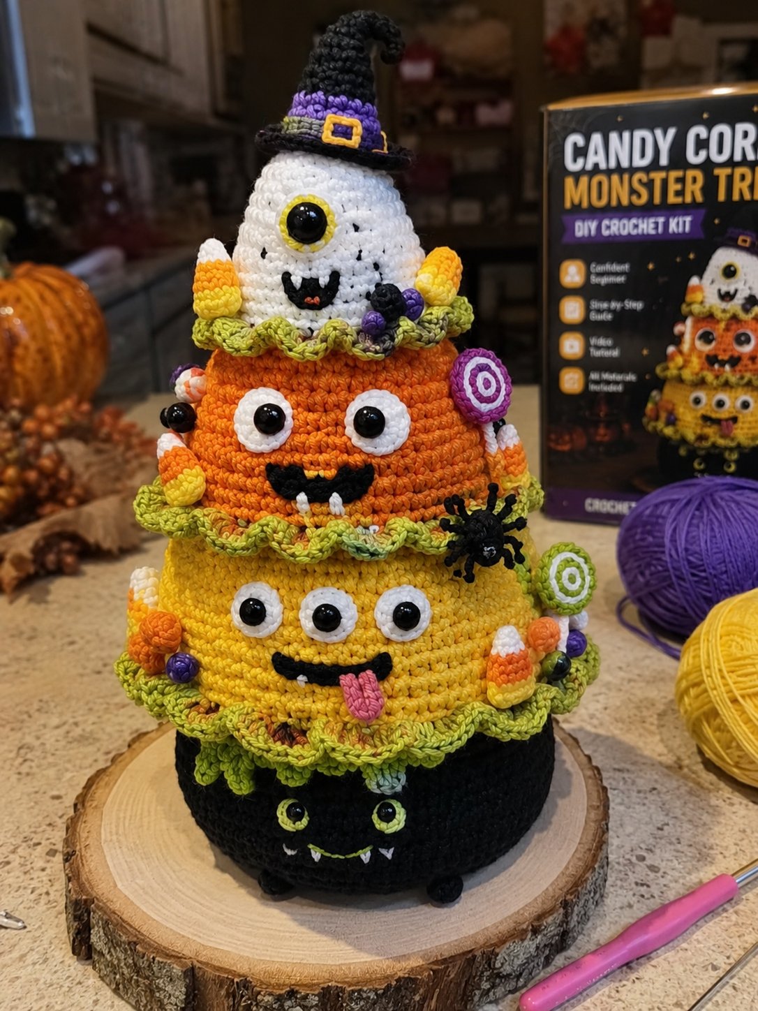 🎃 Halloween Tree DIY Crochet Kit | All-In-One Kit for a Layered 7-Inch Spooky Tabletop Decoration 🧶👻✨