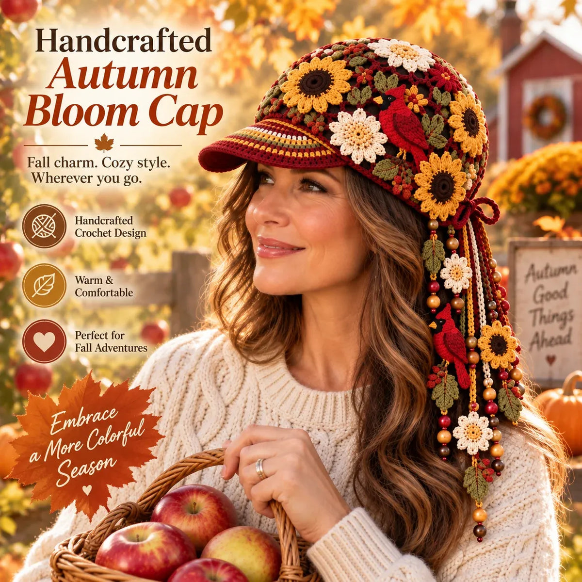 🔥LAST DAY 50% OFF - 🍂 Women’s Handmade Crochet Autumn Baseball Cap