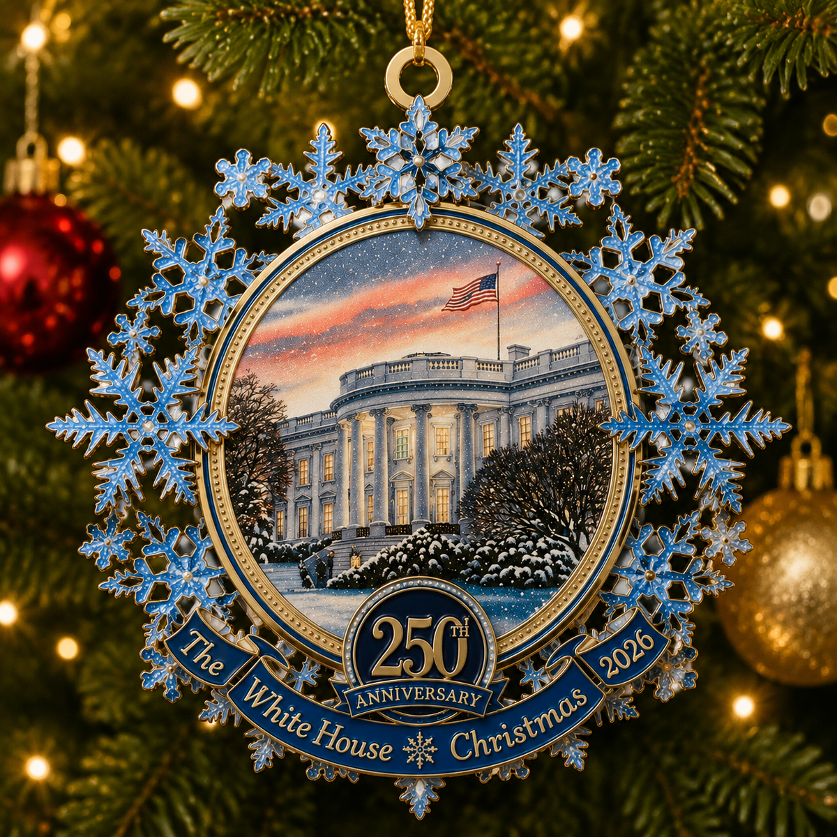White House 250th Anniversary Commemorative Snowflake Ornament