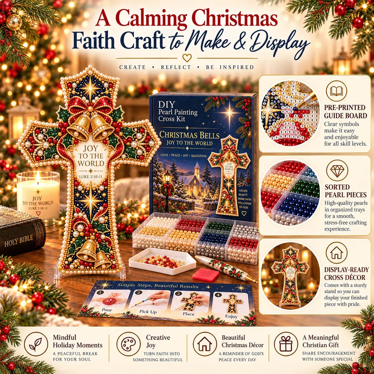 ✝️ Christmas Scripture Pearl Painting Cross DIY Kit Collection