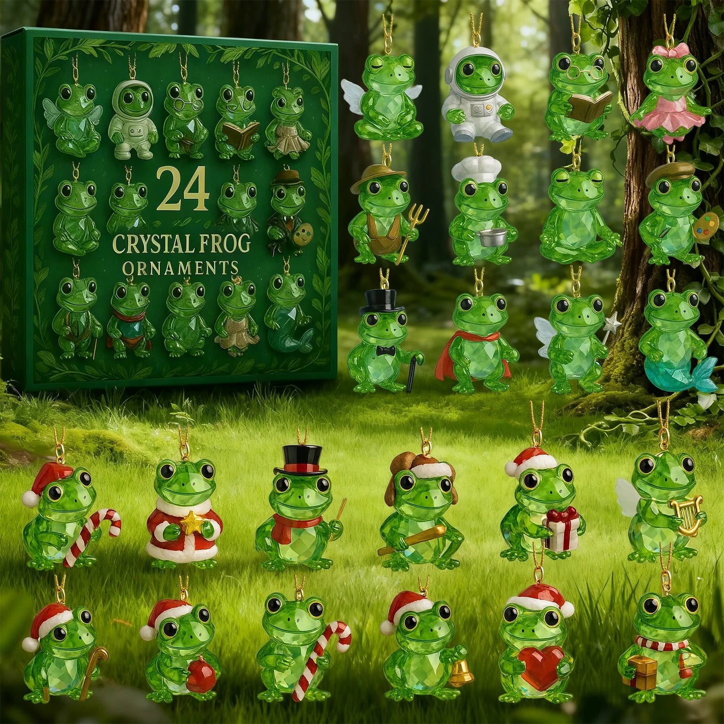 🐸 Frog Advent Calendar 2026 – 24 Days Crystal Forest Frog Ornaments