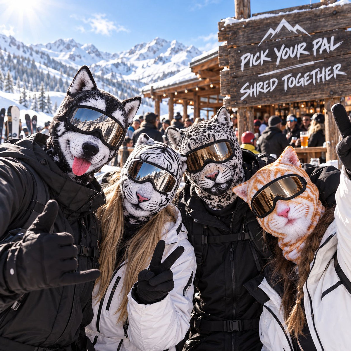 Animal Ski Balaclava – Warm Windproof Snowboard Face Cover with Snow Leopard, Tiger, Tabby & Husky Styles