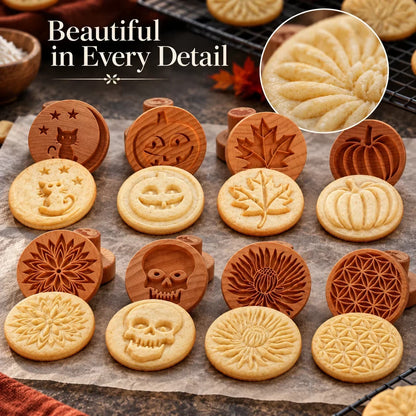 Patterned Wood Cookie Embosser | Seasonal Party & Gift Cookie Prep