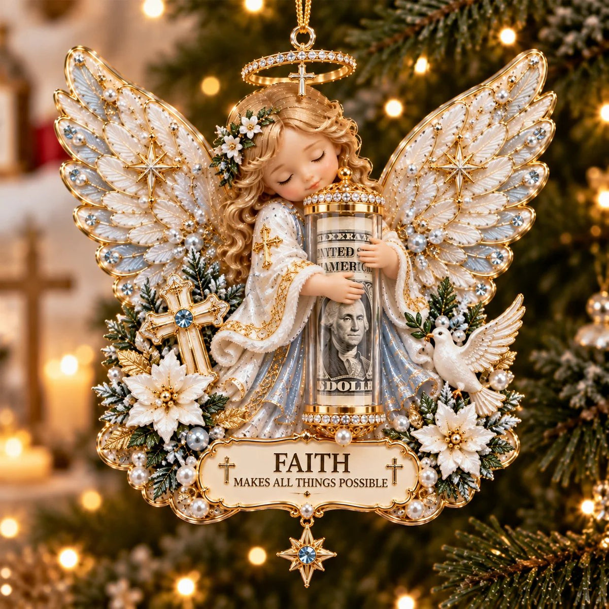 3D Angel Christmas Cash Gift Ornament – 6 Keepsake Designs