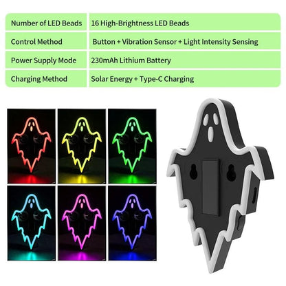 🔥LAST DAY 50% OFF - 🎃 Halloween Solar LED Multi-Shape Neon Light – Wireless Car & Room Decor