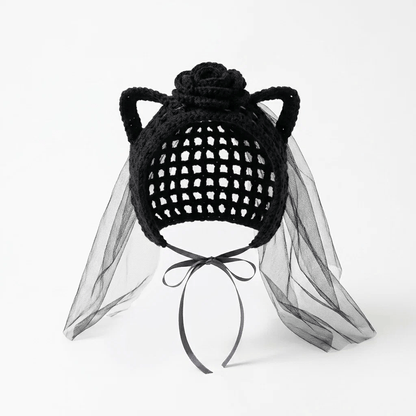 🖤🐾Handmade Gothic Crochet Cat Hat
