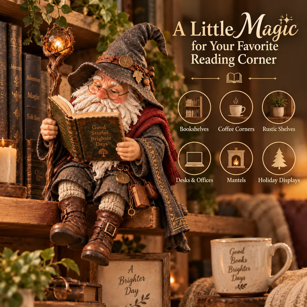 🧙‍♂️ The Wandering Scholar Gnome – Enchanted Reading Wizard Figurine