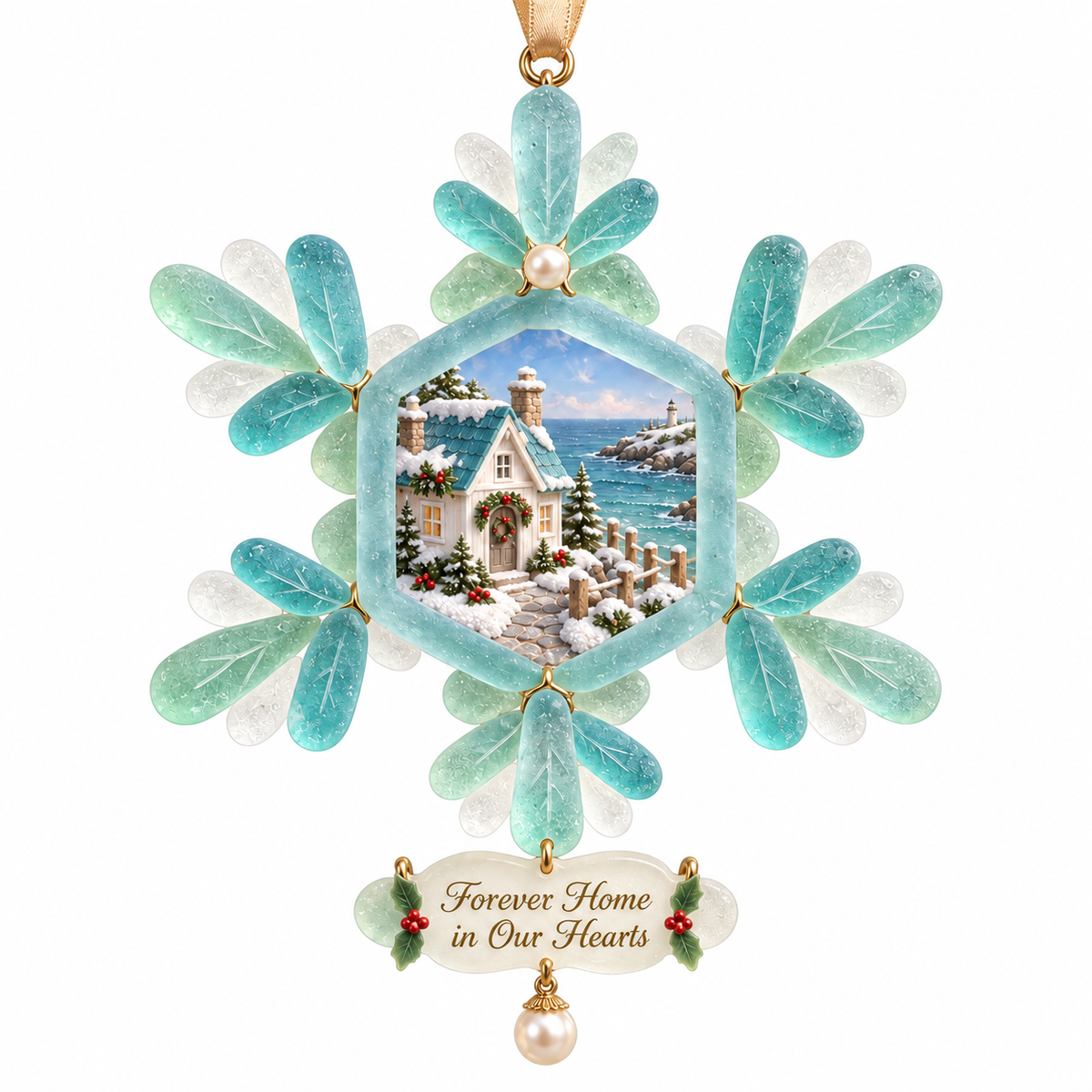 Coastal-style snowflake Christmas ornament