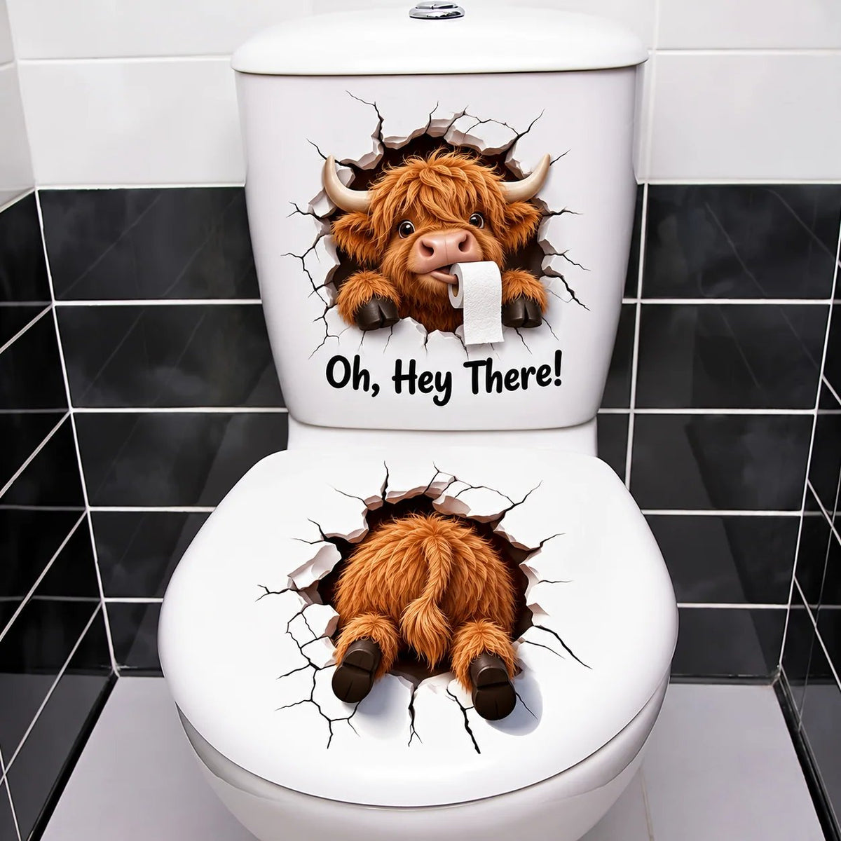 😂 Bathroom Buddies – Funny 3D Illusion Toilet Sticker Set | Removable 3D Illusion Stickers for Funny Bathroom Decor & Gag Gifts 🦝