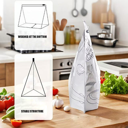 🛡️🥬 Reusable thickened upright aluminum foil sealing storage bags with labels