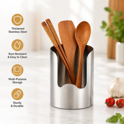 Thickened Stainless Steel Utensil Organizer – Rust-Resistant Countertop Storage Holder