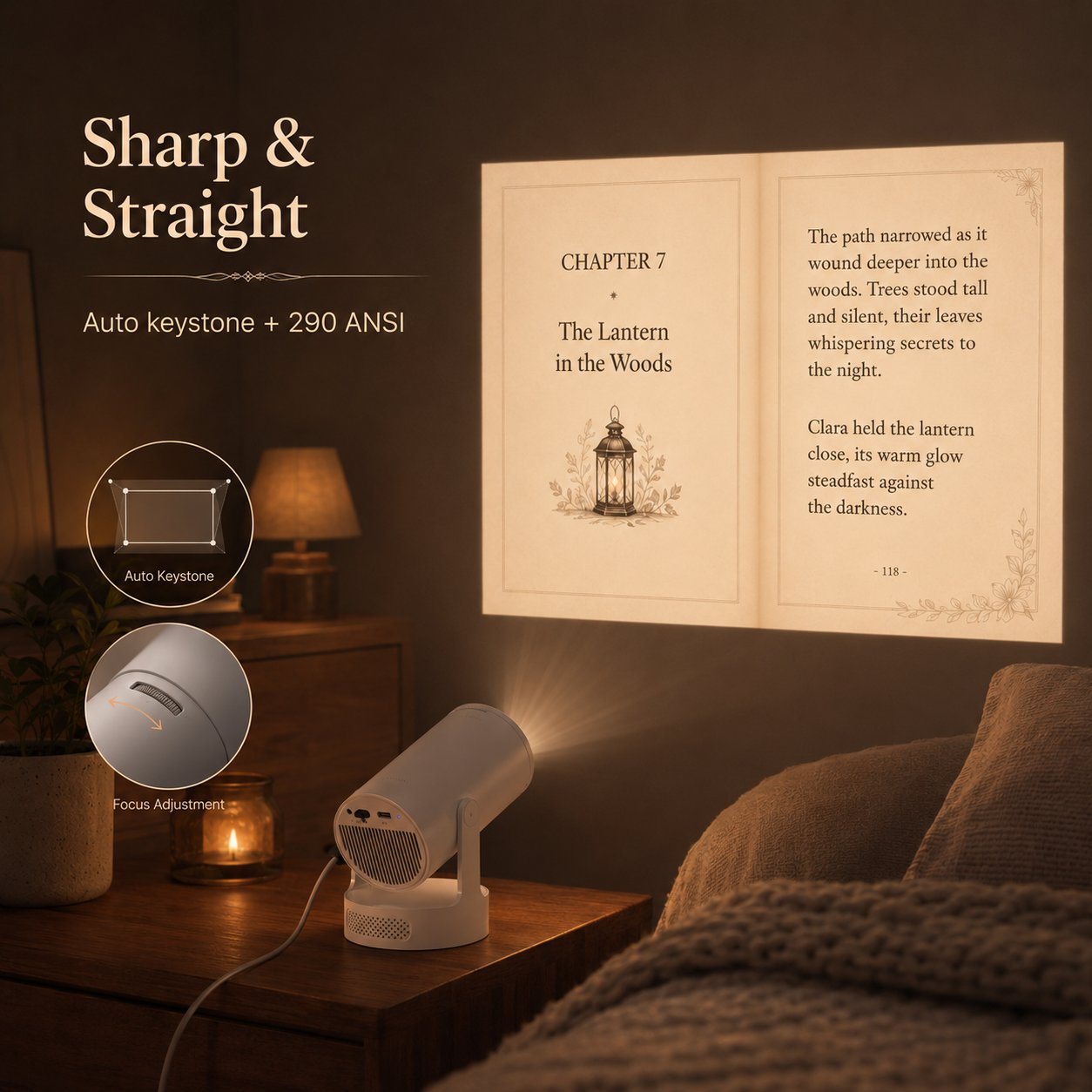 Portable Media Projector Compact Home Entertainment Device for Wall Reading, Movie & Gaming