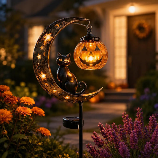 🌙 Solar-Powered Black Cat Garden Stake Light