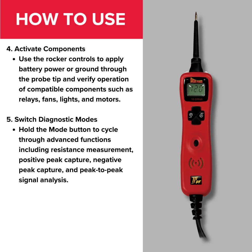 POWER PROBE Circuit Tester: Circuit Tester, Electrical Circuits, 12 to 24V, Brass, Rubber