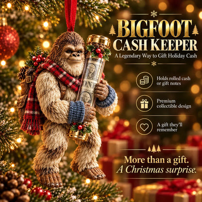 🎄👣 3D Bigfoot Christmas Cash Gift Ornament – Holiday Money Holder Keepsake ✨