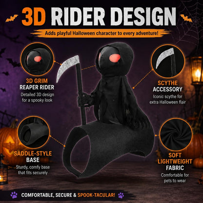 🎃👻HALLOWEEN FAVORITE🐾🐶Dog Halloween Grim Reaper Rider Costume with Adjustable Magic Tape👻