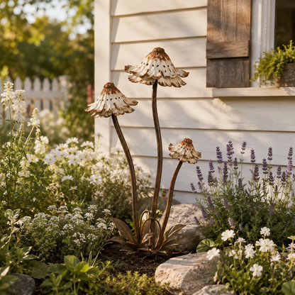 Vintage Distressed Metal Flower Garden Stake