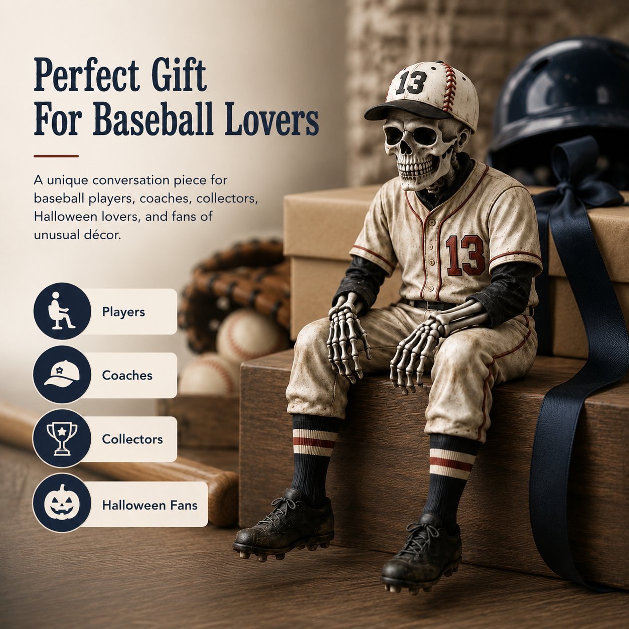 ⭐HOT SALE 49% OFF - ⚾Baseball Skeleton Shelf Sitter – He Stayed in the Game a Little Too Long 💀