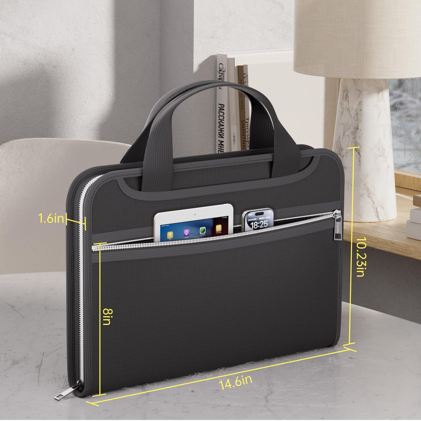 Fireproof File Folder with Handle, Large-Capacity A4 Document Bag, Test Paper Storage Bag and Data Paper Organizer, Office Stationery & Supplies
