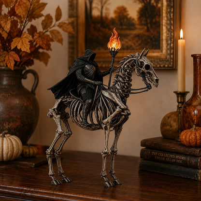 Lighted Headless Horseman on Skeleton Horse Figurine