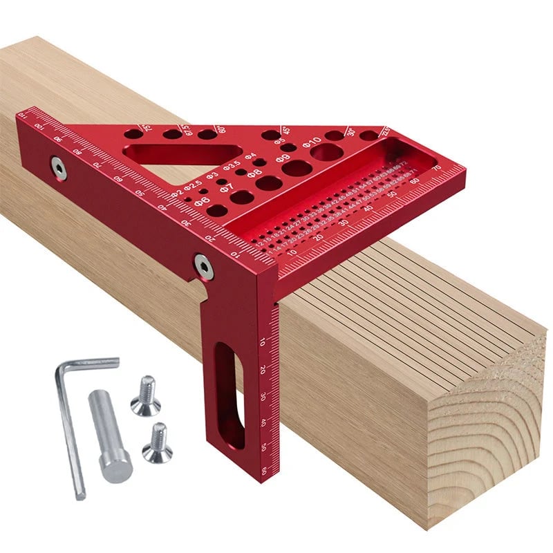 📐 Aluminum Triangle Square for Woodworking | Red & Blue
