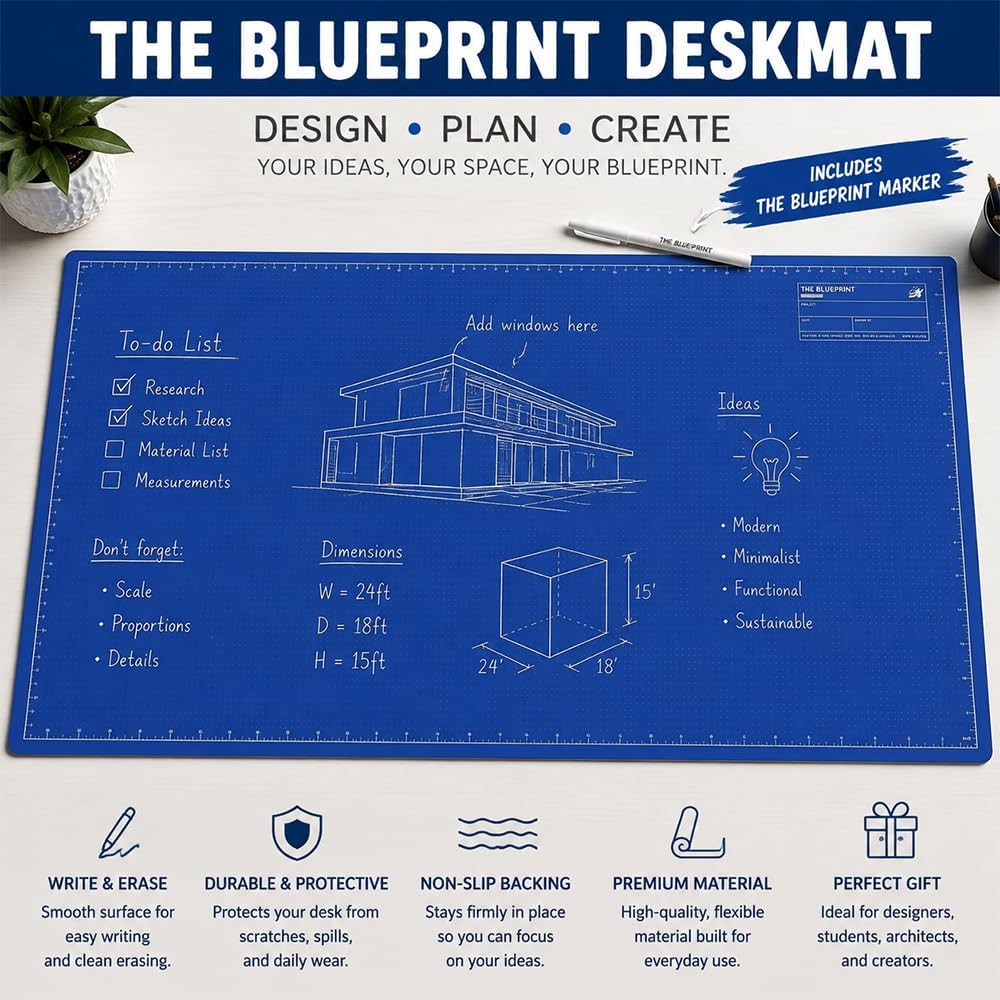 Blueprint Deskmat features