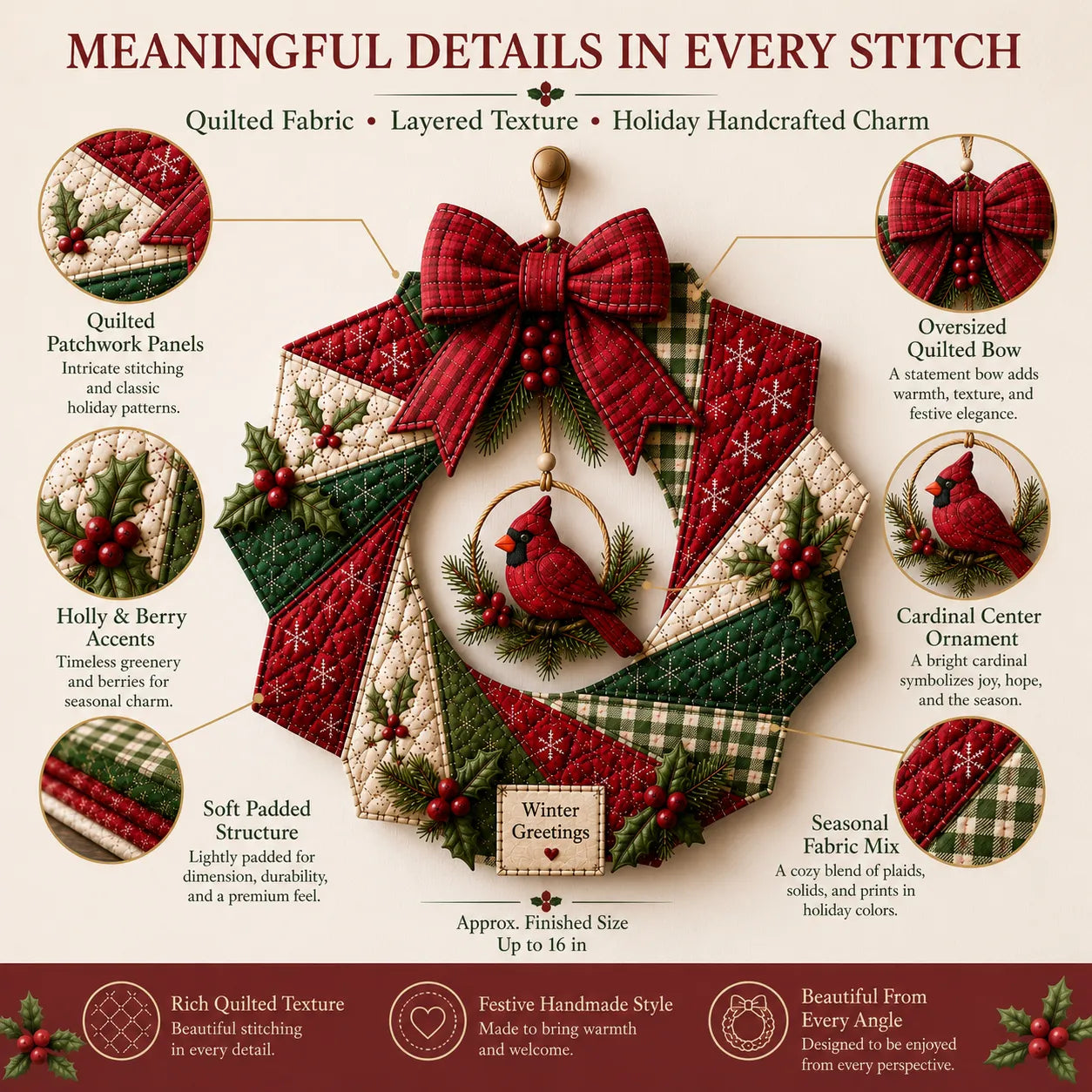 ⏳ Last Day 49% OFF – 🎄Beginner-Friendly DIY Christmas Fabric Wreath Kit Collection | Complete Kit with Coordinated Fabrics, Wreath Materials & Step-by-Step Guide Included 💕