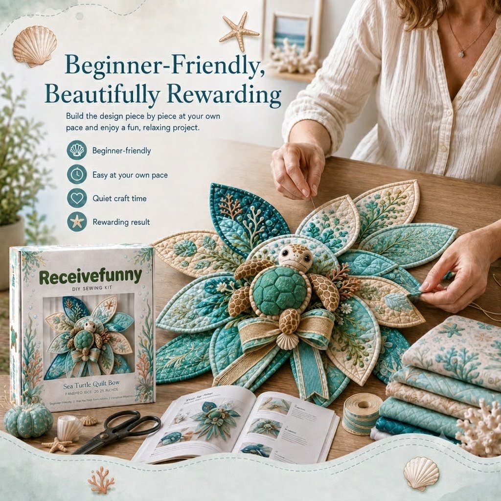 ⏳ Last Day 49% OFF – 🌊 Beginner-Friendly Oversized Ocean Animal Quilted Bow Sewing Kit | Complete Kit with All Tools & Step-by-Step Guide Included 💕
