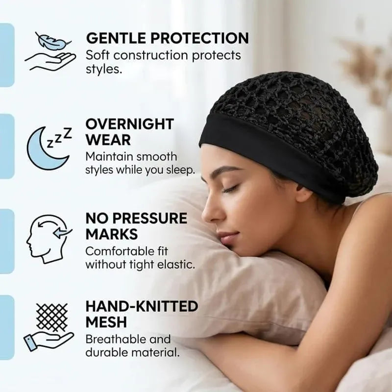 🌹🌙 3-Piece Stretchy Wide-Edge Sleeping Cap Set