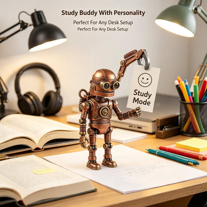 🤖 Steampunk Mood-Bot Desk Robot | Swapable Mood Card Desk Ornament For Office & Study Desktop Decor