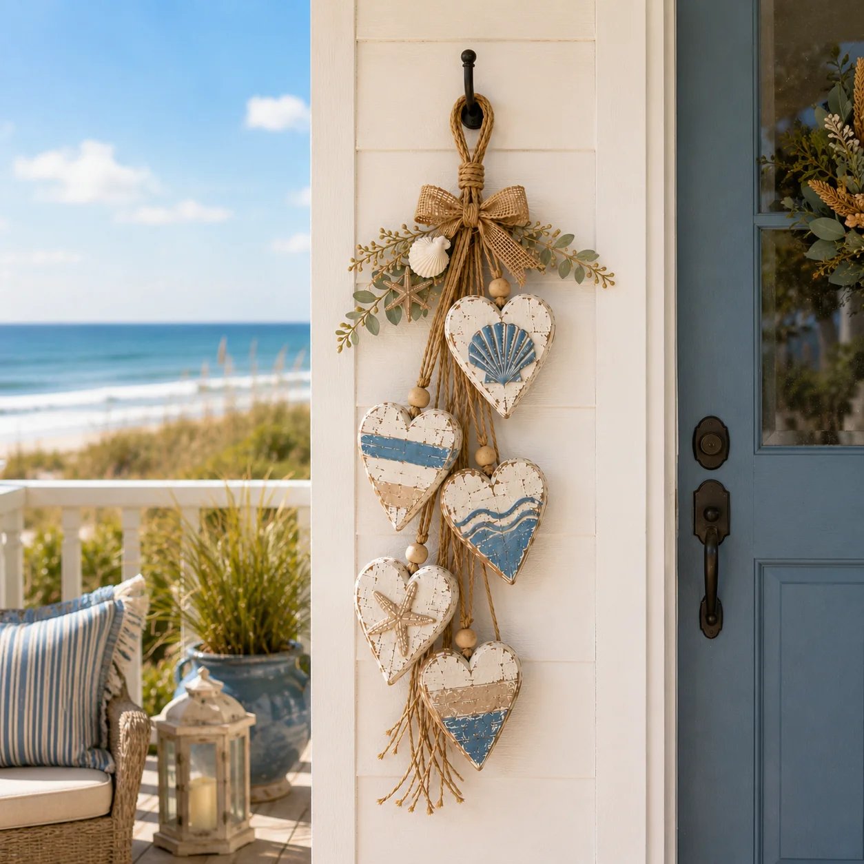 🩵 3D Solid Wood Lighted Hanging Heart Wall Decor – Remote-Controlled Rustic Farmhouse Decoration 🌊🎁BUY 2 FREE SHIPPING