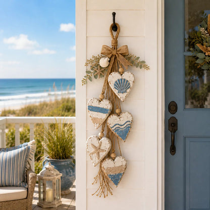 🩵 3D Solid Wood Lighted Hanging Heart Wall Decor – Remote-Controlled Rustic Farmhouse Decoration 🌊🎁BUY 2 FREE SHIPPING