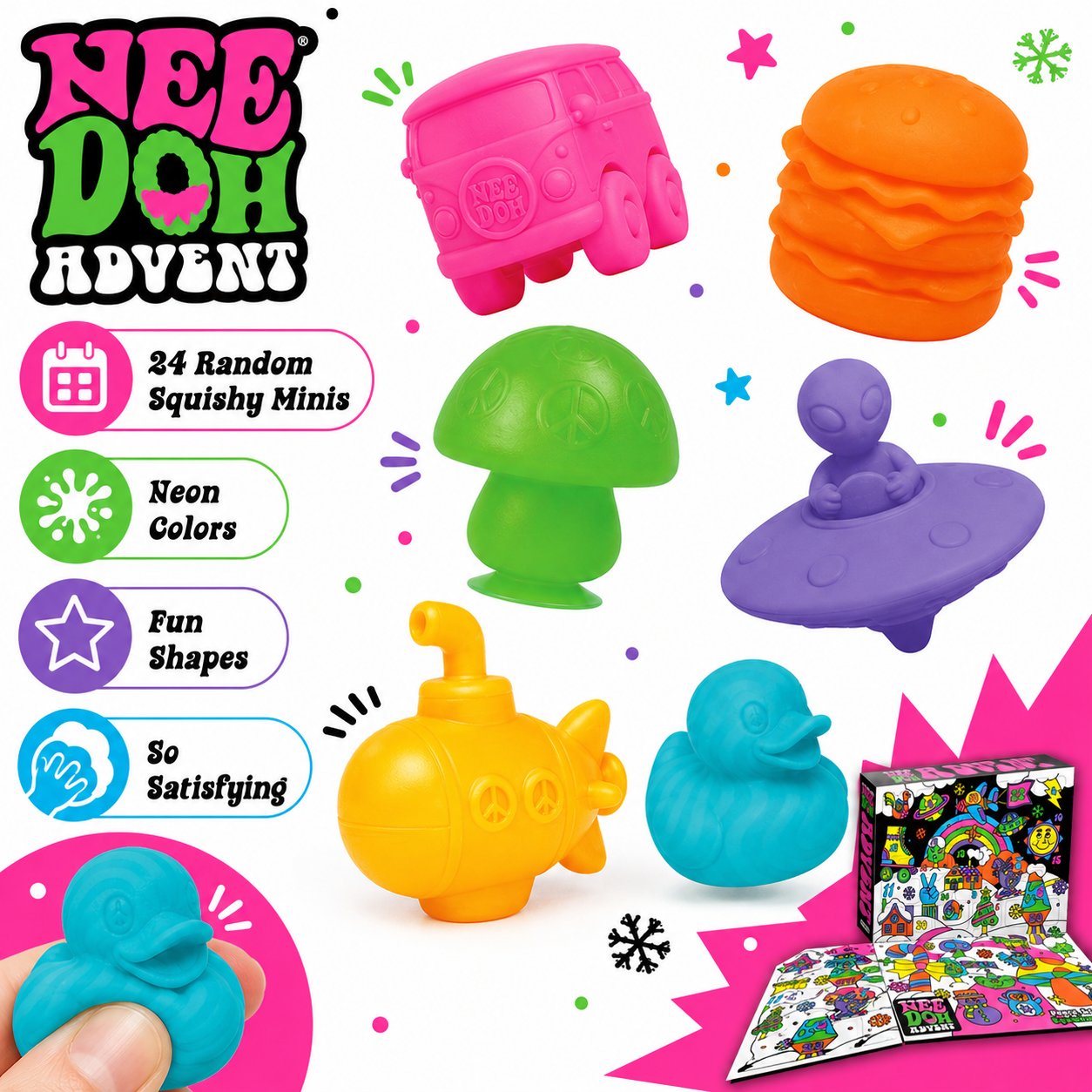 🎄 NeeDoh Advent 2026 Squishmas Calendar | 24 Days of Mini Squishy Surprises, Neon Fidget Fun & Holiday Collectibles 🎁✨