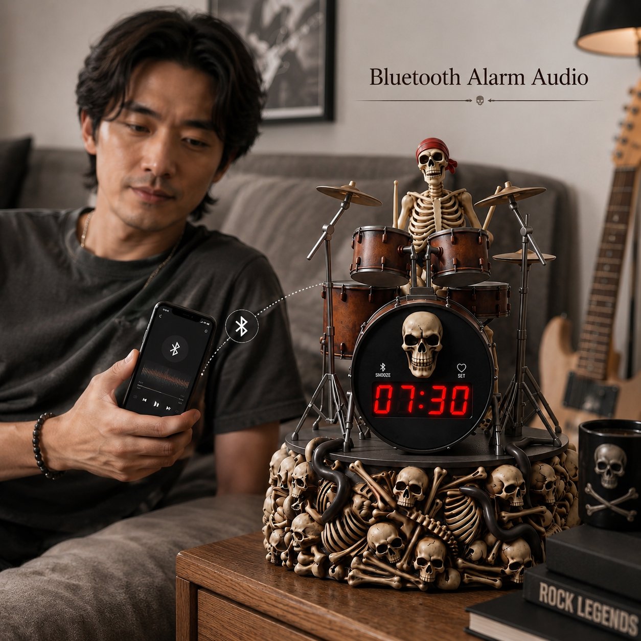 🥁Bluetooth Skeleton Drummer Alarm Clock