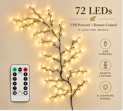 ✨ Flexible LED Branch Lights | Remote-Controlled Holiday Wall Decor(📦Buy 2 Free Shipping)