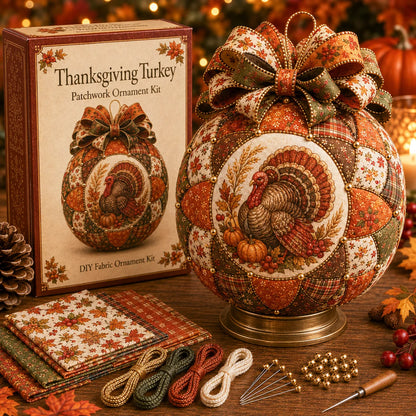 ⏳ Last Day 49% OFF – 🍂 Beginner-Friendly DIY Autumn Thanksgiving Patchwork Ornament Kit Collection | Complete Kit with Coordinated Fabrics, Ornament Form, Harvest Accents & Step-by-Step Guide Included 💕