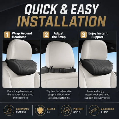 🚗💤Reduce fatigue while driving! Universal memory foam neck pillow for car – ergonomic headrest for long road trips.