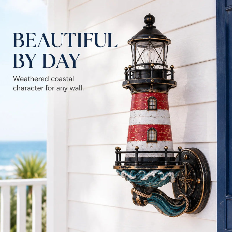 Coastal lighthouse wall light installation