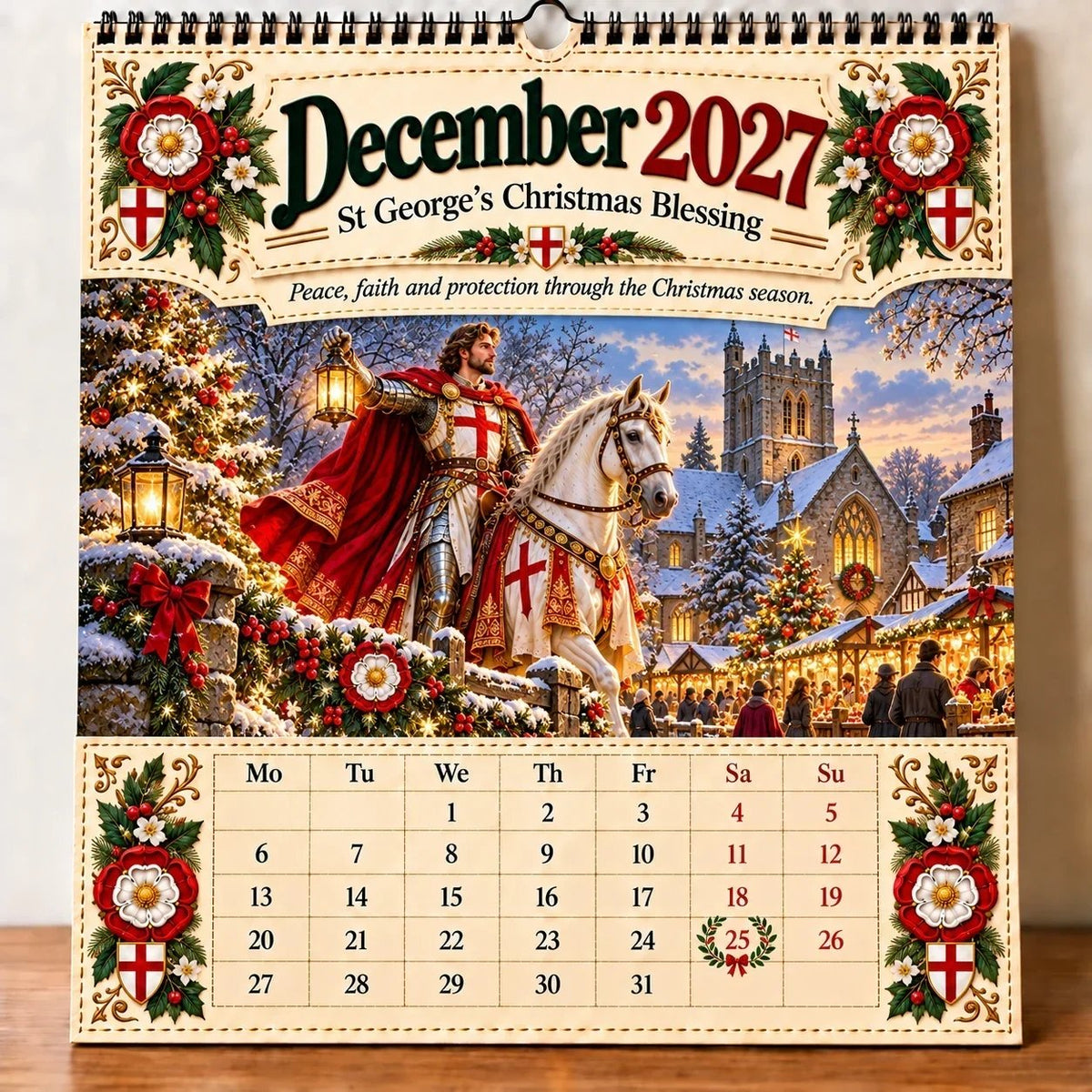 🗡️🐉 2027 England St George “Faith, Courage & Protection” Wall Calendar📅