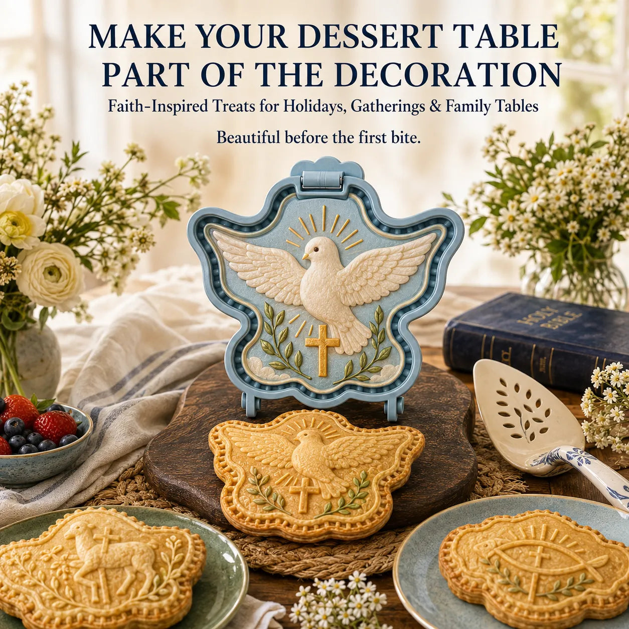 ⏳ Last Day 49% OFF – ✝️ 16-Design Christian Mini Pie Mold Collection | Reusable Embossed Molds for Shaping Detailed Jesus, Mary, Angels, Crosses, Dove & Faith-Inspired Pies 🥧✨