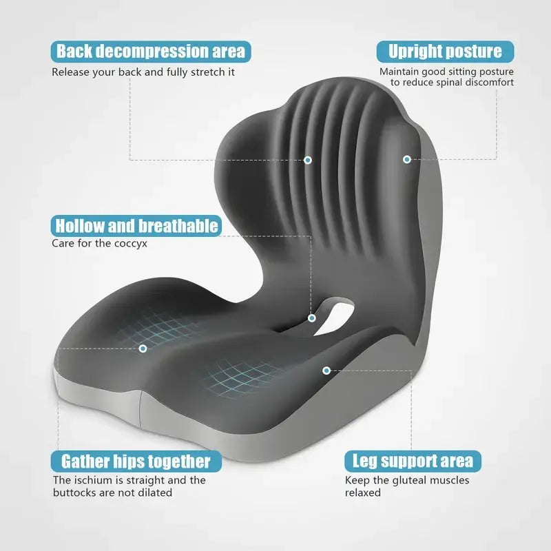 Ergonomic Memory Foam SeatCushion with Lumbar & BackSupport, Relieves Back Pain,Reduces Pressure