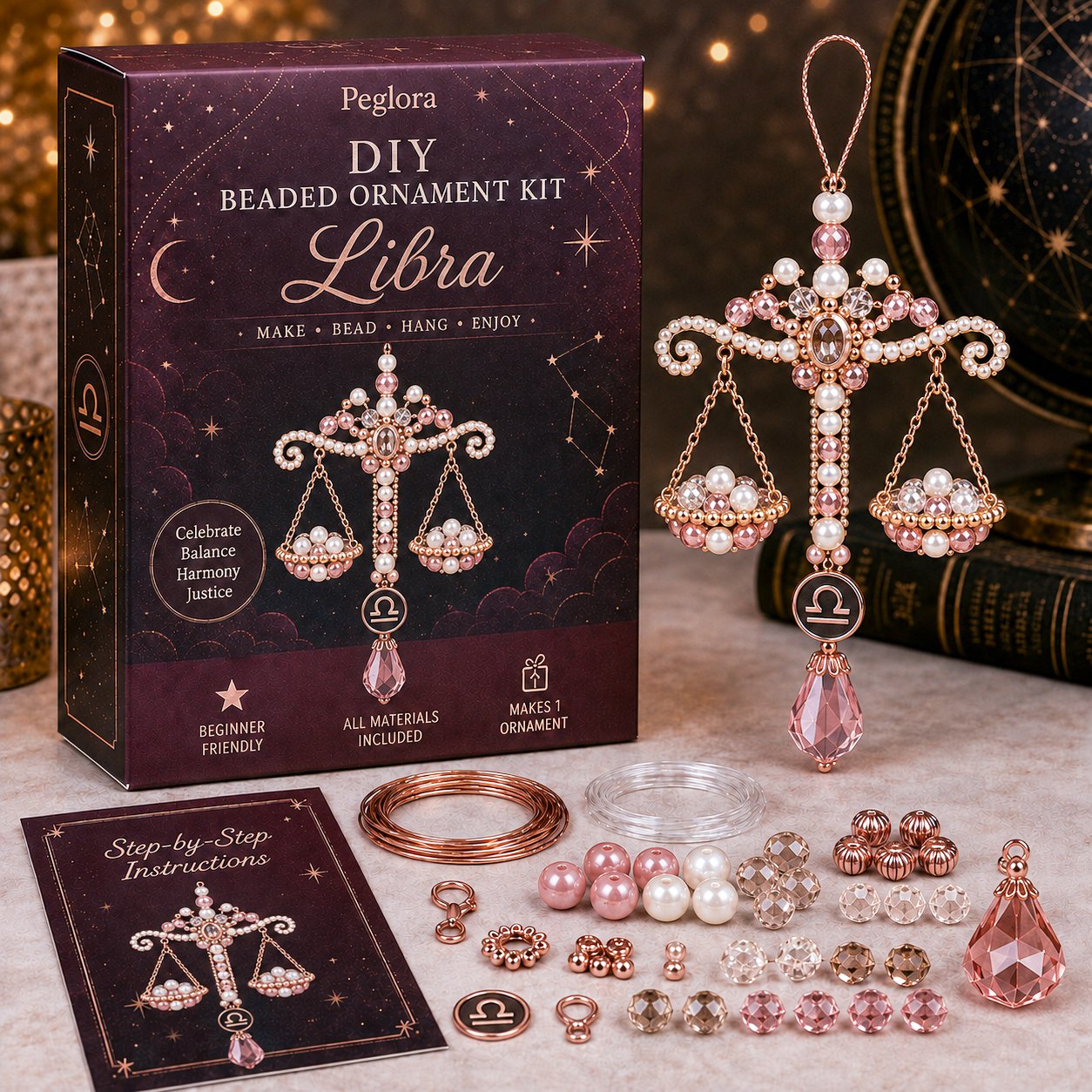 ⏳ Last Day 49% OFF – 🌙 Beginner-Friendly Zodiac Blessing Beaded Ornament DIY Kit Collection | Complete Kit with Beads, Crystal Accents, Zodiac Charms & Step-by-Step Guide Included 💕