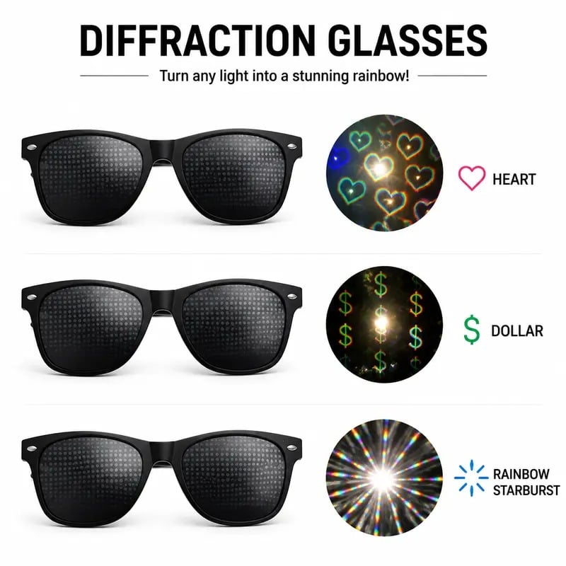 Dollar Sign Diffraction Glasses – Fun Light Effect Party Glasses