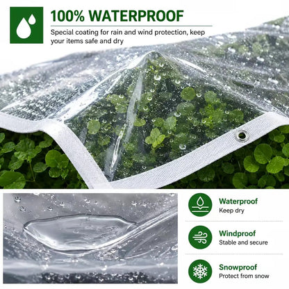 🌧️ RainShield Pro™ Transparent Waterproof Tarp – Heavy-Duty Outdoor Cover with Secure Grommets