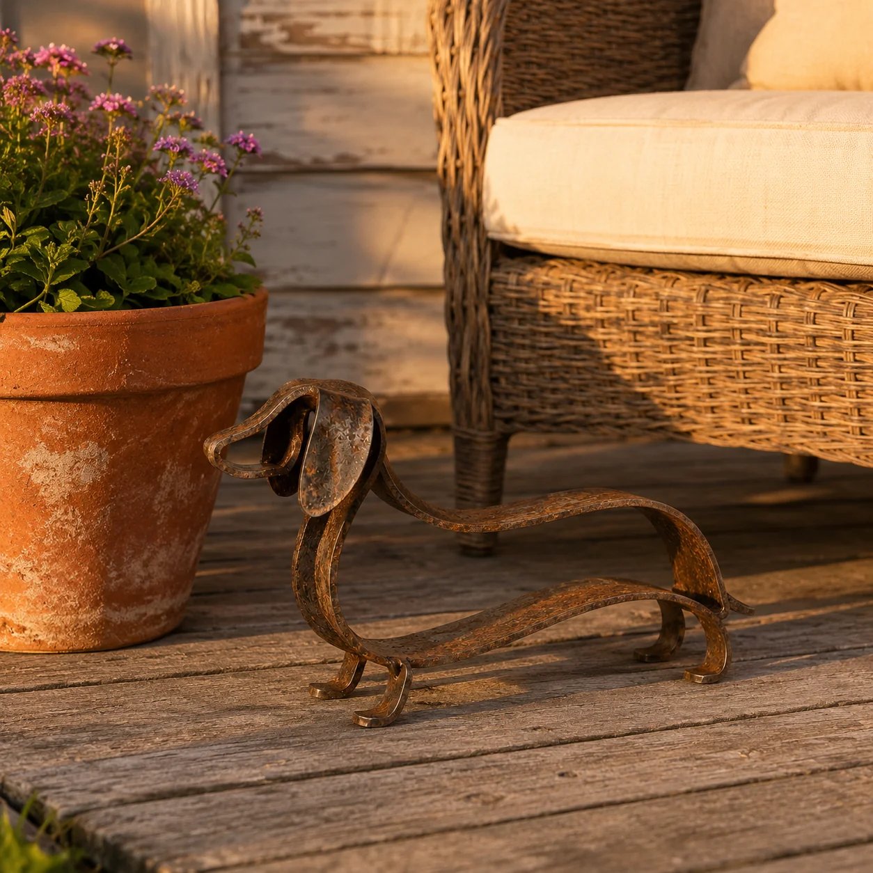 Rustic Charm, Dachshund Style — Metal Sculpture for Home & Garden