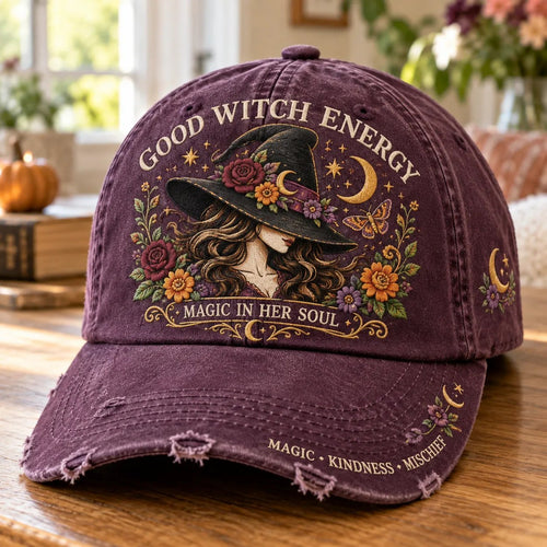 🌙 Good Witch Energy Floral Witch Baseball Cap – 7 Colors