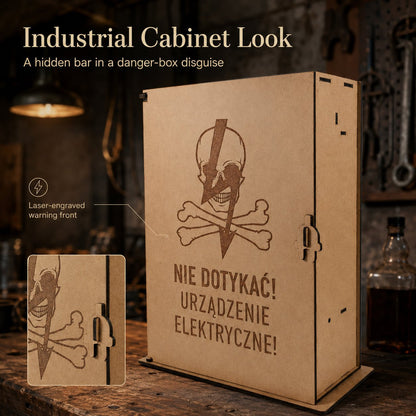Industrial Electrical Cabinet Whiskey Gift Box | Interactive Puzzle Wooden Liquor Storage Box ⚡💀