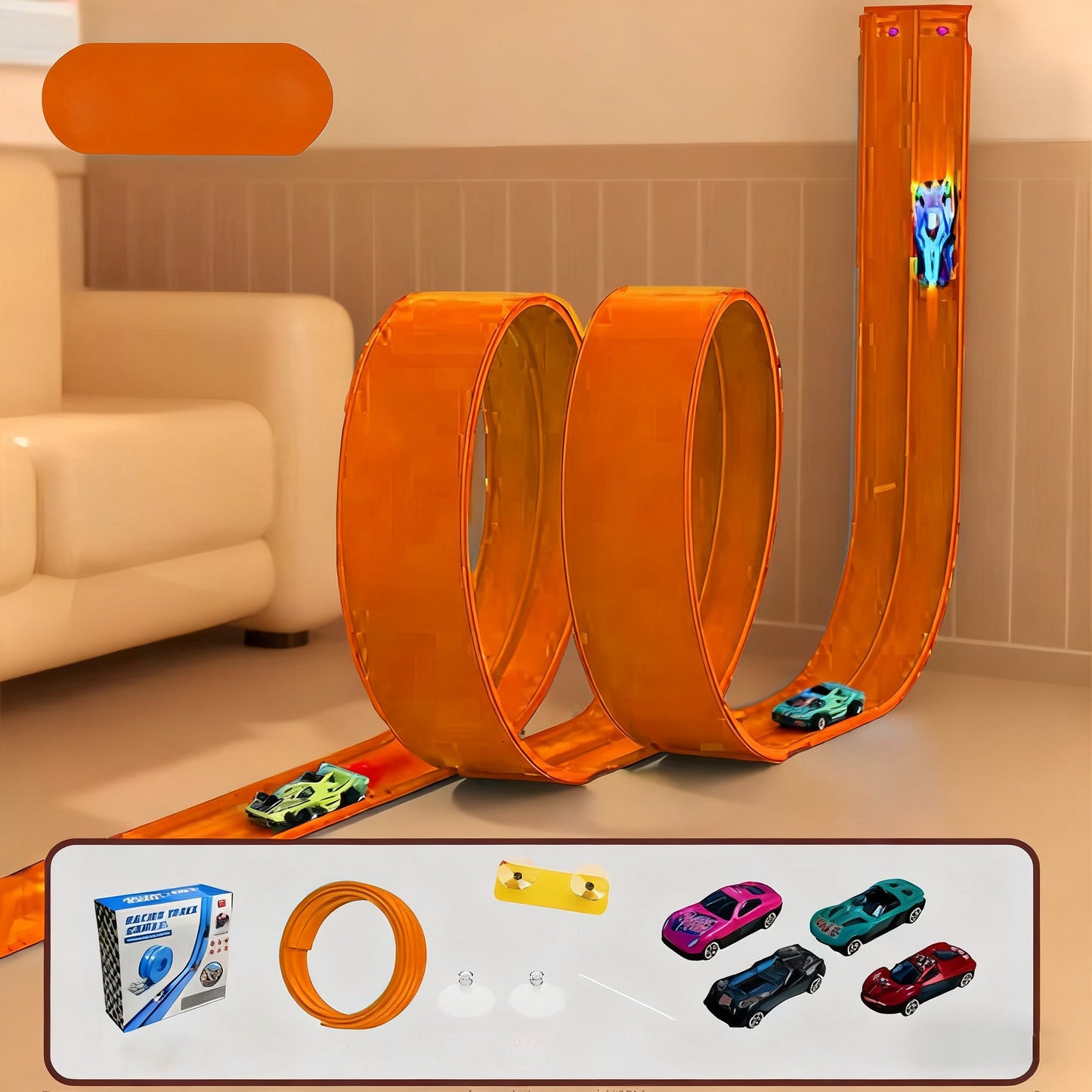 🔥Flex Tracks 15Ft for Kids, STEM Flexible Race Car Ramp Track