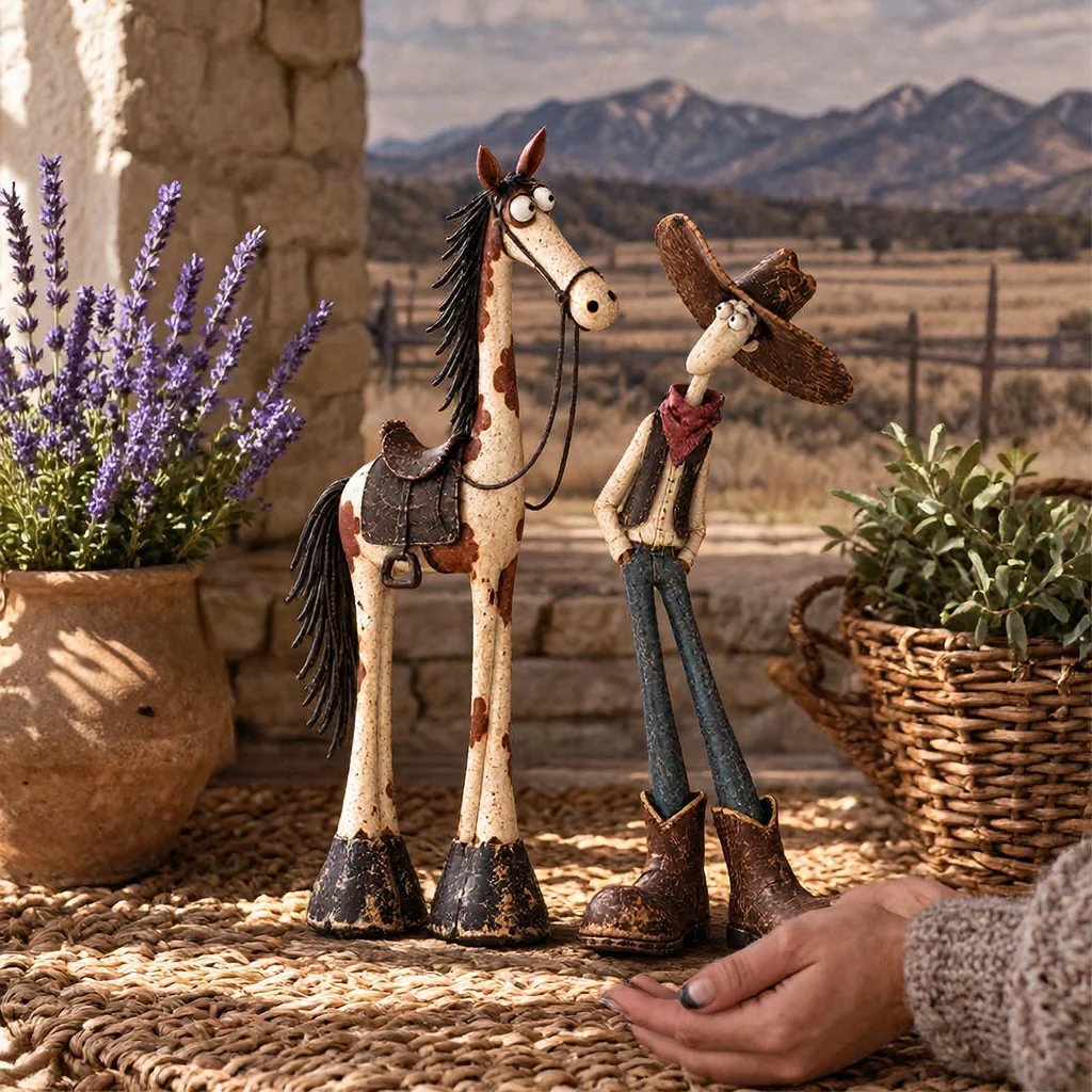 🤠🐴 Whimsical Western Cowboy & Horse Figurines