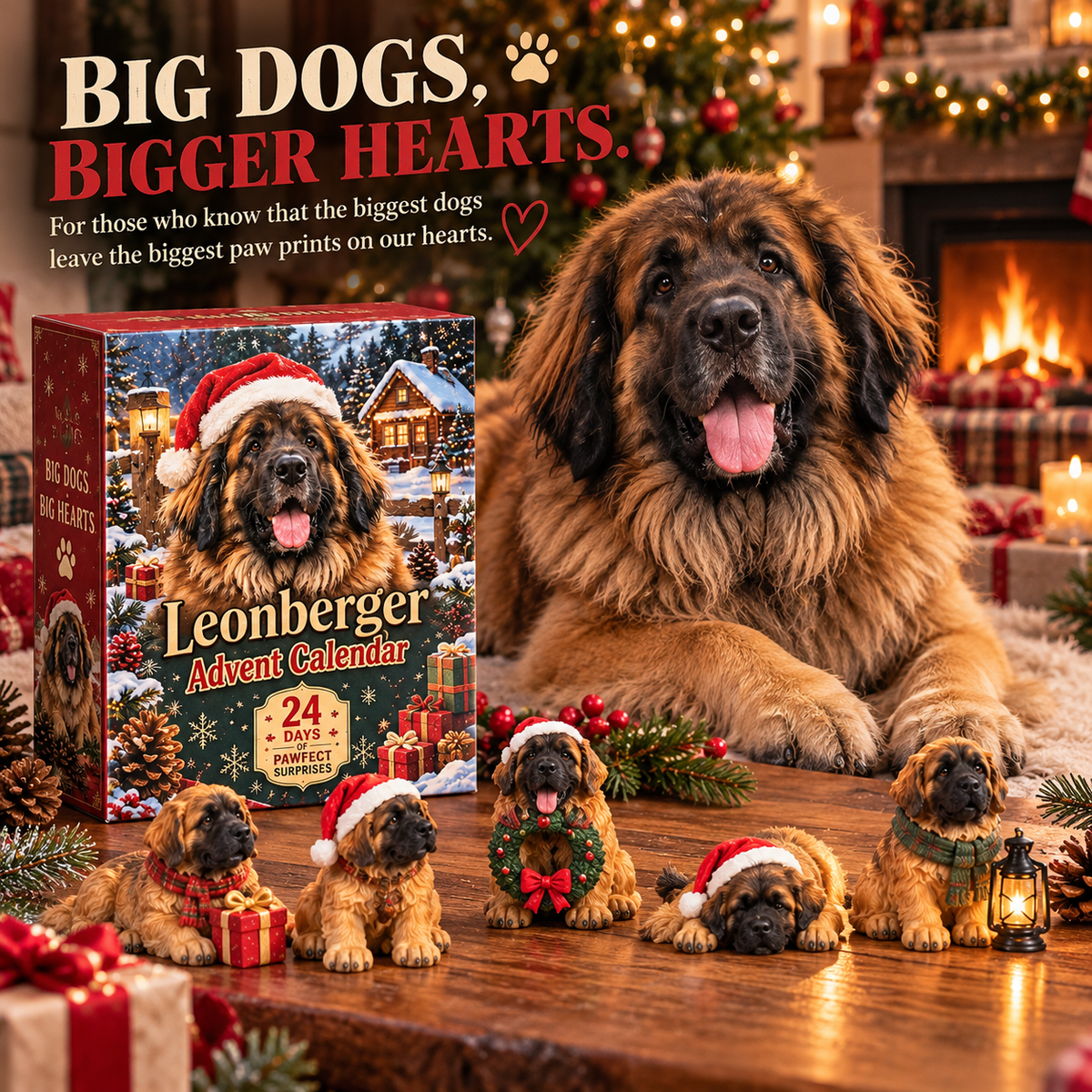 🐾 Leonberger Christmas Collection 🎄 – 24 Little Leos, Endless Love